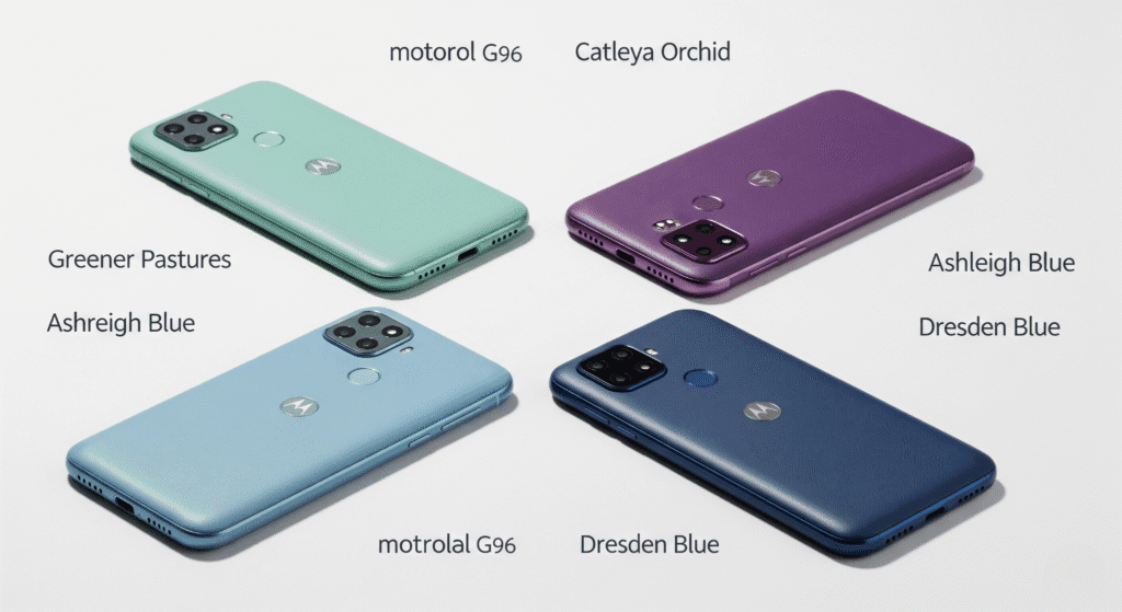 Motorola G96 Worth Your Money 5 Stunning Features Revealed 3 Motorola G96 available in four Pantone-certified colors: Greener Pastures, Cattleya Orchid, Ashleigh Blue, and Dresden Blue