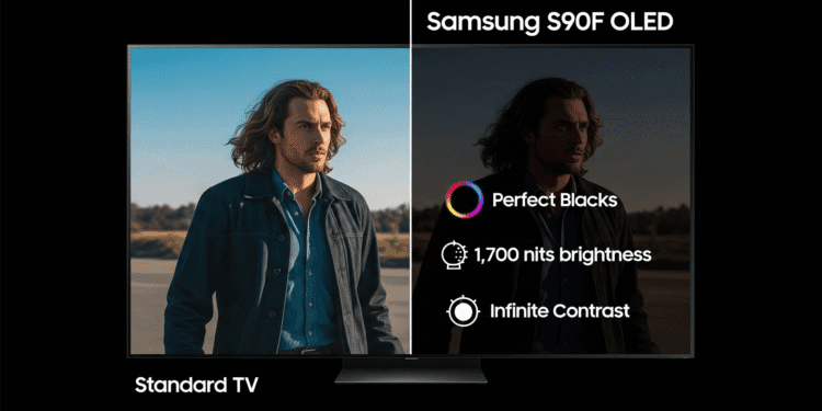 S90F OLED Worth Your $2500 Investment in 2025 TVs? 3 Samsung S90F OLED picture quality comparison showing perfect blacks and vibrant colors
